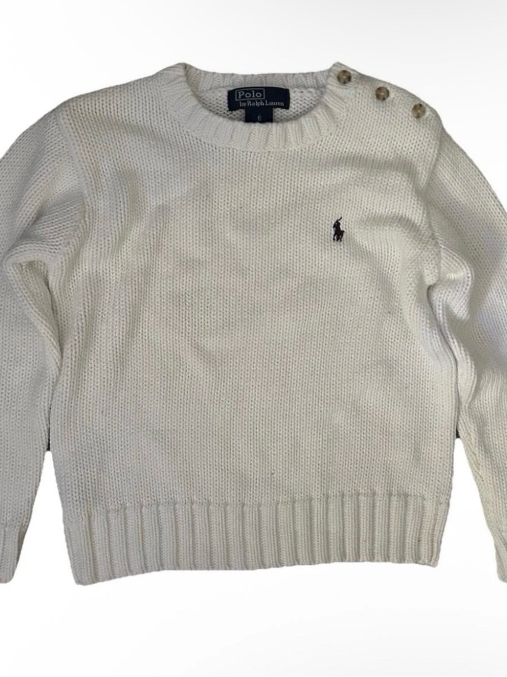 Polo Ralph Lauren White Crewneck Sweater Kids Size 6